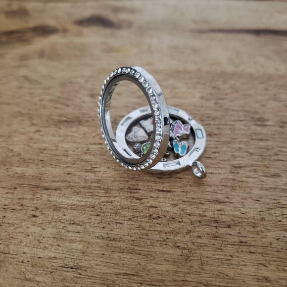NEW Silver Floating Charm Locket CZ Halo Interchangeable Family & Summer Friends - Picture 11 of 13